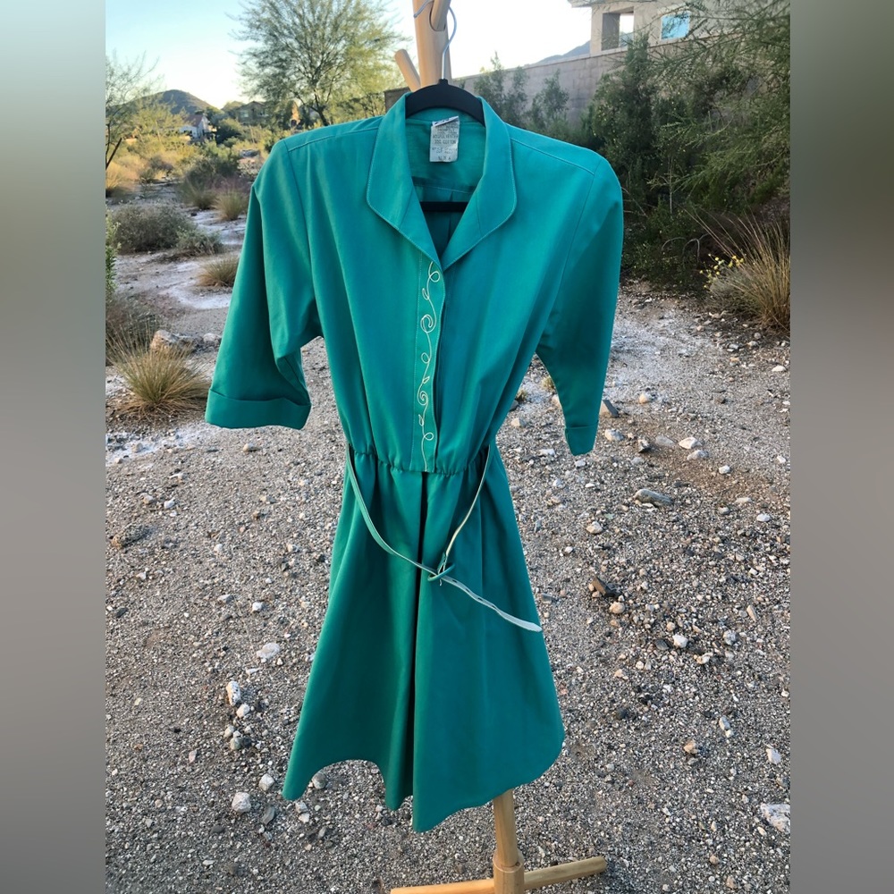 Vintage rockabilly western country belted dress - Picture 3 of 8
